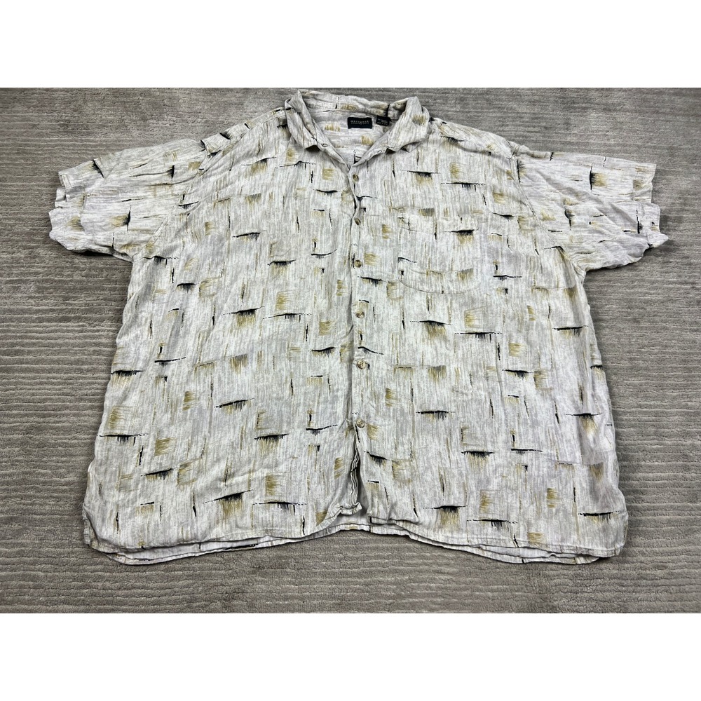 Alexander Lloyd Shirt Mens 4XB Grey Abstract Rayon Short Sleeve Button Down 4X